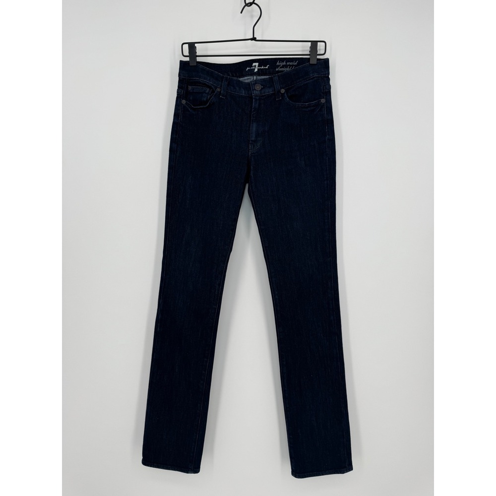 7 For All Mankind High Waist Straight Leg Jeans Dark Indigo Wash Size 28